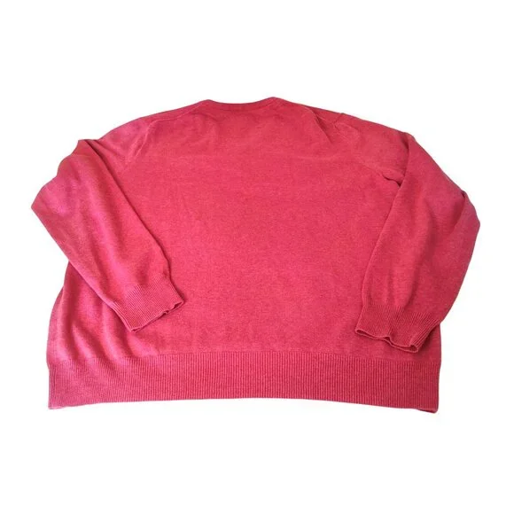 J.Crew Women's Pink V-Neck Pullover Sweater Large Soft Knit Cotton Long Sleeve - Picture 2 of 10